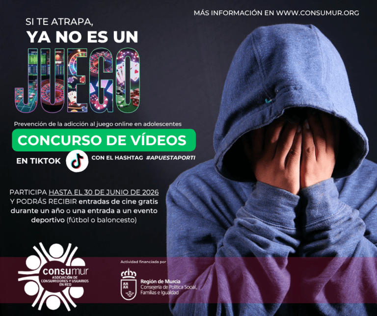CONSUMUR llama a los jóvenes a participar en un concurso de vídeos en TikTok para prevenir la adicción al juego online en adolescentes